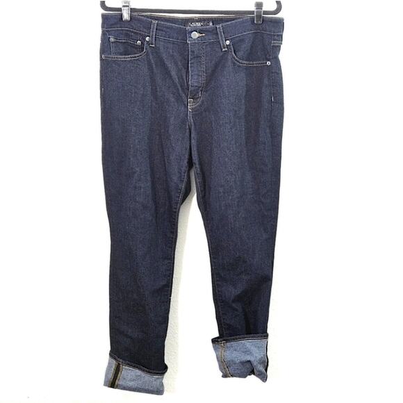 Lauren Ralph Lauren Denim - Lauren Ralph Lauren Dark Wash Straight Leg Cuffed Jeans - Size 14